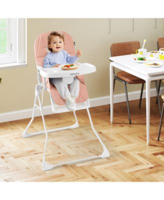 Toddler Foldable High Chair Easy Clean Compact Highchair w/ Removable Adjustable Tray