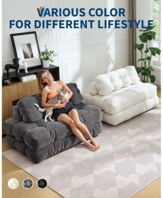 79" Folding Sofa Bed, 3-in-1 Convertible Sleeper Chair with Pillow, Floor Couch