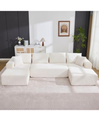 130" U-Shaped Modular Sectional Sofa, Boneless Cloud Couch with 2 Chaise and Pillows