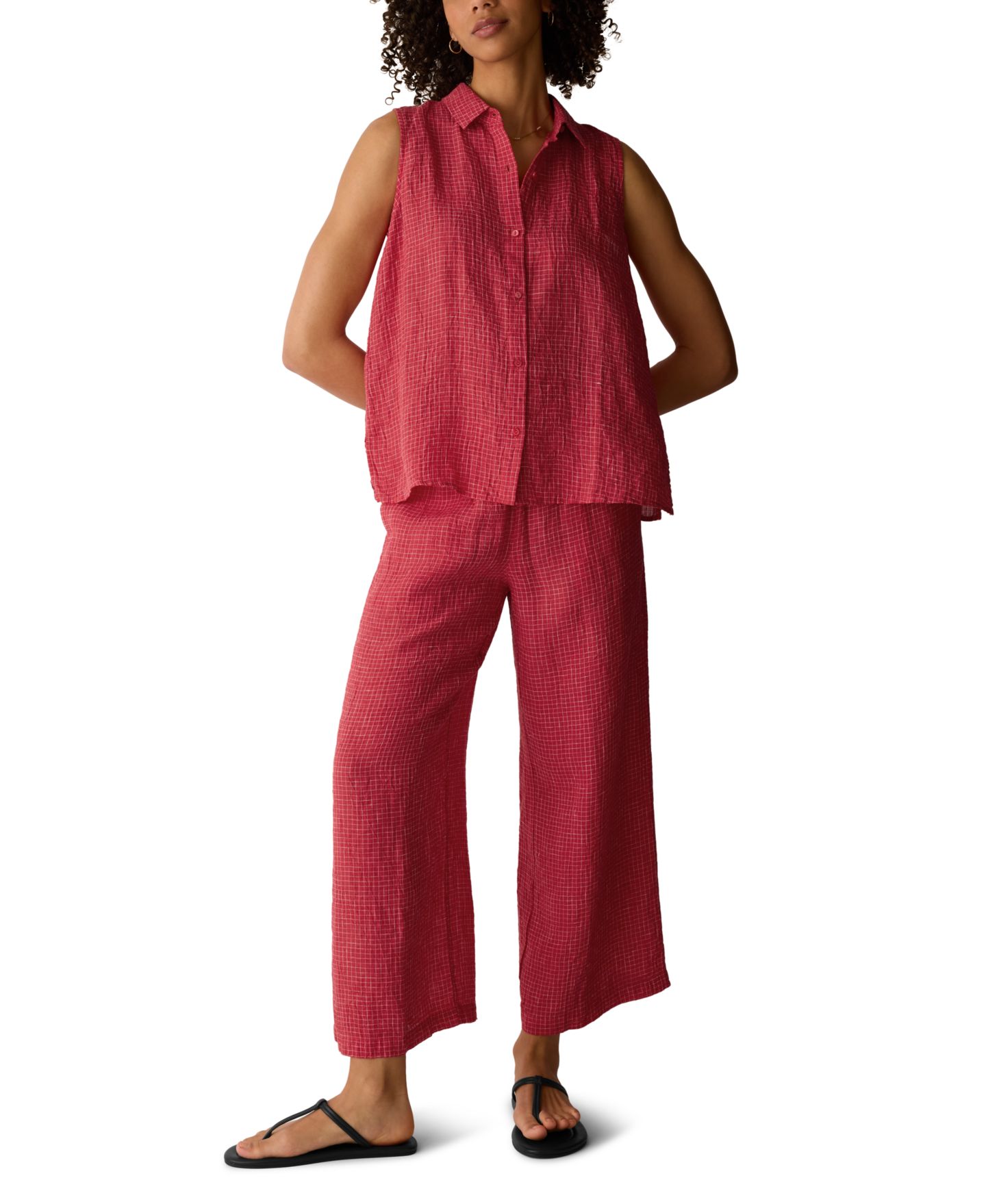 Женская рубашка Eileen Fisher Sleeveless Collared, цвет: Grenadine — фото 2