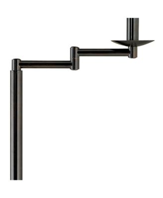 Modern 60" Tall Standing Floor Lamp Skinny Adjustable Swing Arm Metal Bronze Finish Pleated