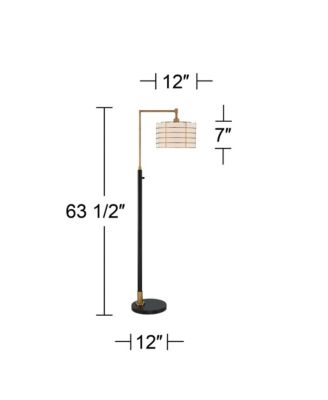 Modern Arc Floor Lamp 63 1/2" Tall Warm Gold Metal Cage Linen Shade for Living Room Reading