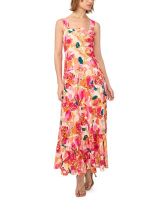 Petite Square Neck Challis Maxi Dress