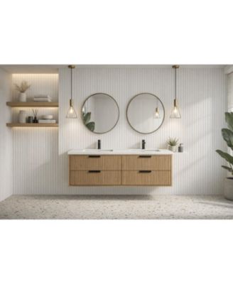 Diego 55" Floating Bathroom Vanity Weathered Fir