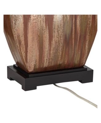 Julius Modern Table Lamps 27" Tall Set of 2 Ceramic Copper Drip Rectangular Fabric Shade for Bedroom Living Room Bedside Office