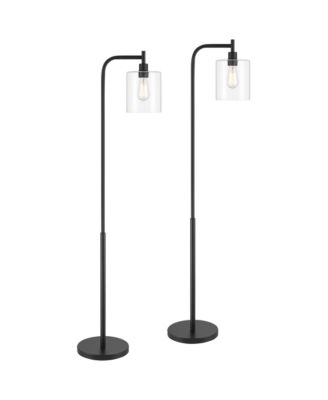 Karis Farmhouse Rustic 62 1/2" Tall Standing Floor Lamps Set of 2 Lights Downbridge Metal Matte Glass Shade