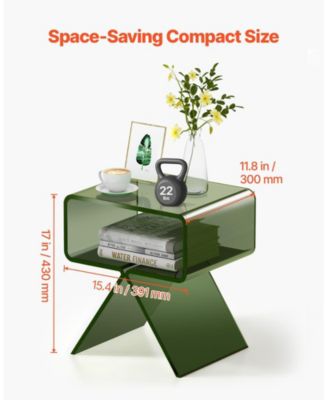 Acrylic Nightstand Side Table with Storage Shelf for Bedroom
