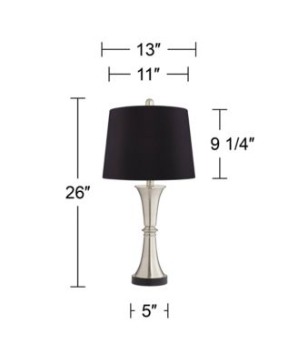 Seymore Modern Table Lamps 26" High Set of 2 Silver with USB Charging Port LED Touch On Faux Drum Shade for Bedroom Desk