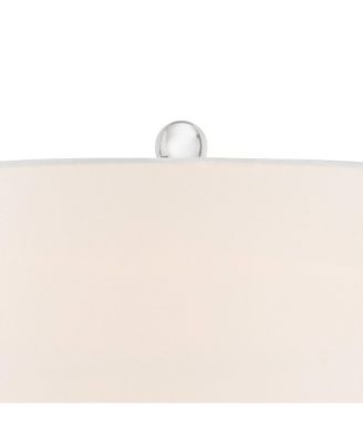 Modern Table Lamp with USB Charging Port 29" Tall Art Glass  Fabric Drum Shade for Living Room Bedroom (Color May Vary)