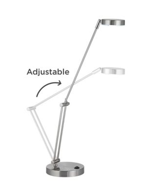 Jarrett 19" High Small Modern Desk Lamps Set of 2 Adjustable LED Satin Nickel Finish Metal Home Office