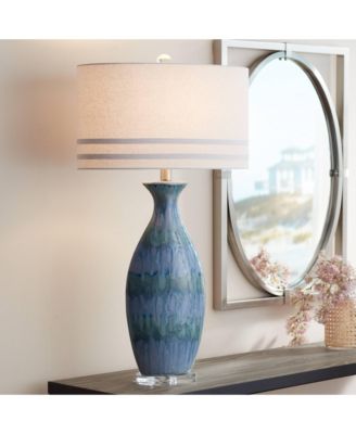 Annette 38" Tall Large Modern End Table Lamps Set of 2  Drip Finish Ceramic Living Room (Colors May Vary)