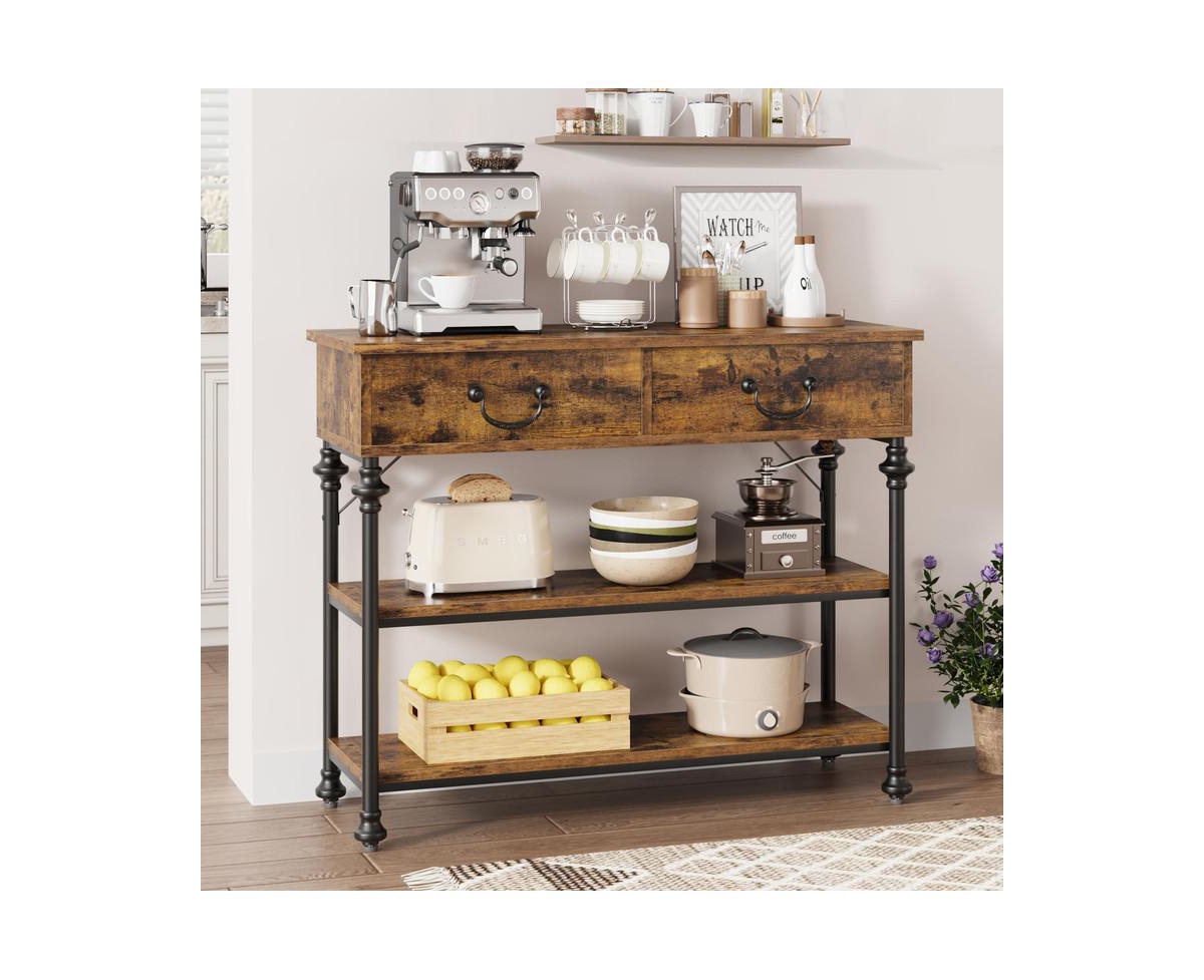 gaomon Console Tables for Entryway, Small Entryway Table with 2 Drawers, Narrow Console Table with Storage Shelves for Living Room, Hallway Table