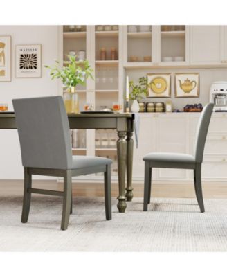 Set of 2 Velvet Upholstered High-Back Dining Chairs with Rubber Wood Legs