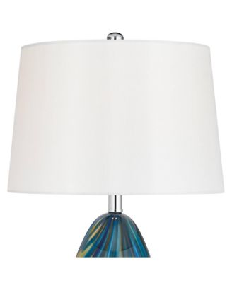 Pablo Modern Table Lamp with Round Riser 28 1/2" Tall  Art Glass Drum Shade for Bedroom Living Room Bedside Nightstand