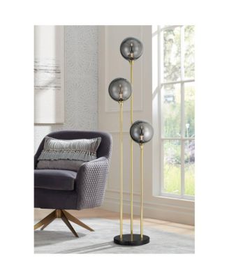 Arielle Mid Century Modern 67" Tall Standing Floor Lamp Tree Metal Brass Finish Bubble Glass  Shade