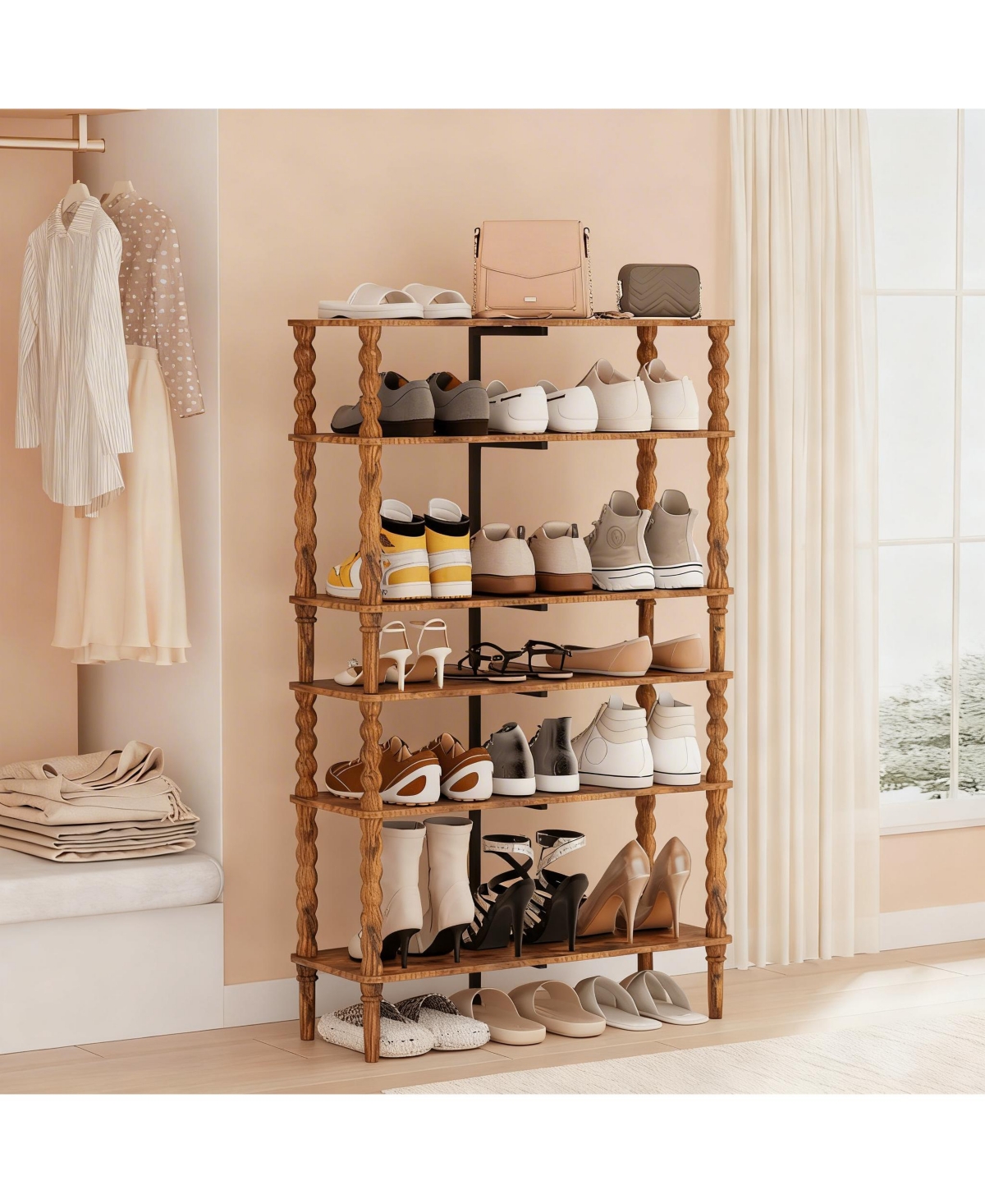 Yigii Shoe Rack 3 Tier Solid Wood Organizer Closet Entryway Stackable