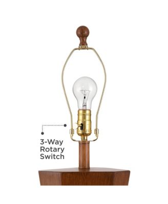 Tri 30" Tall Large Modern End 3-Way Table Lamp Faux Wood Finish Single  Shade Living Room Bedroom