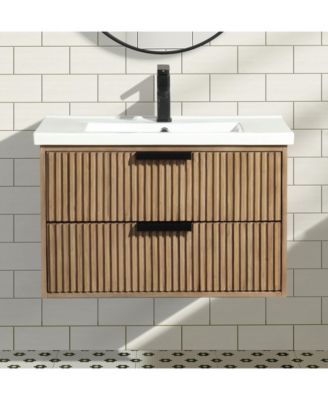 Diego 30" Floating Bathroom Vanity Weathered Fir