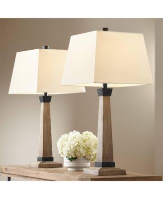 Montrose Buchan 29 1/2" Tall Pedestal Farmhouse Rustic End Table Lamps Set of 2 WiFi Smart Socket