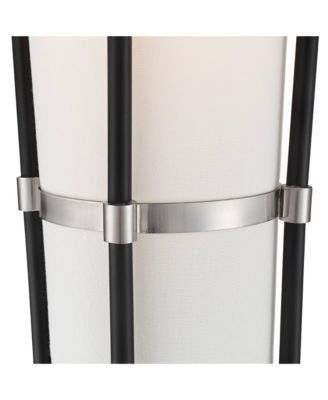 Flute Mid Century Modern 64" Tall Floor Lamp with Smart Socket Satin  Nickel  Shade for Living Room House