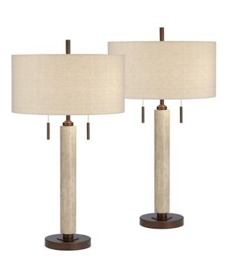 Hugo 28 1/2" Tall Rustic End Table Lamps Set of 2 USB Port Pull Chain