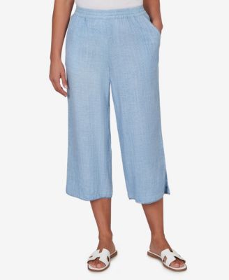 Petite Snow Washed Gauze Pull-On Capri Pants