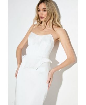 Women's Premium Bonded Satin Corset Midaxi Dress