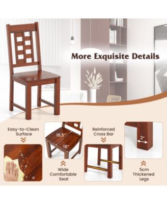 Set of 2 Solid Rubber Wood Dining Chairs with High Back