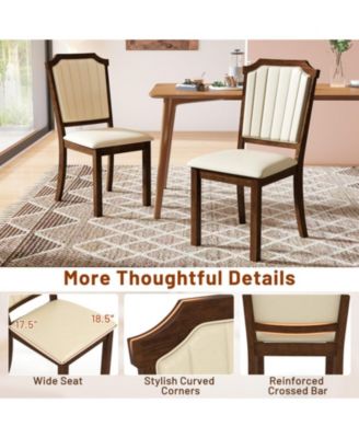 Set of 2 PU Leather Dining Chairs with Rubber Wood Frame and Padded Seat