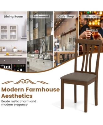 Set of 2 Linen Upholstered Wooden Dining Chairs with Rubber Wood Frame