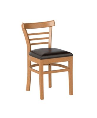 Set of 2 PU Leather Padded Dining Chairs with Rubber Wood Frame and Curved Back