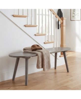 Solid Wood Farmhouse Dining Bench with Rubber Wood Legs