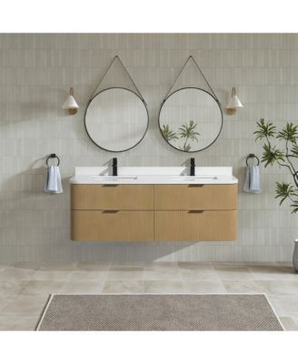 Chantal 60" Floating Bathroom Vanity Oak