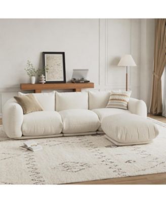 101" L-Shaped Modular Sectional Sofa, Chenille Cloud Couch with Deep Seat