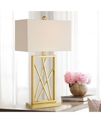 Claudia 26 1/2" Tall Open Metal Base Modern Glam Table Lamps Set of 2 Gold Finish Shade Living Room Bedroom