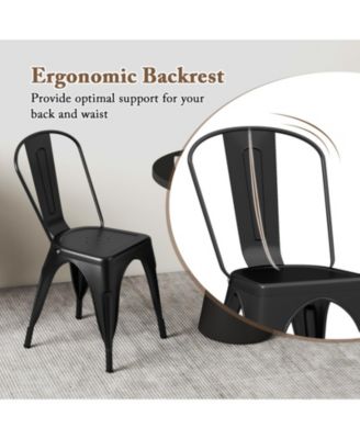 Set of 4 Metal Dining Chairs with Removable Backrest