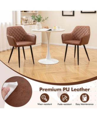 Set of 2 Leisure Dining Chairs with Curved Backrest and Wide Seat