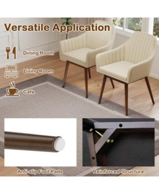 Set of 2 Upholstered Accent Dining Chairs with Padded Seat and Armrests