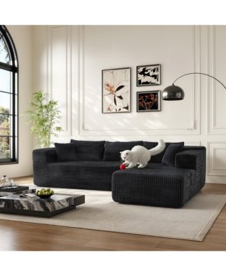 106" Modular Sectional Sofa with Pillows, L-Shape Corduroy Cloud Couch