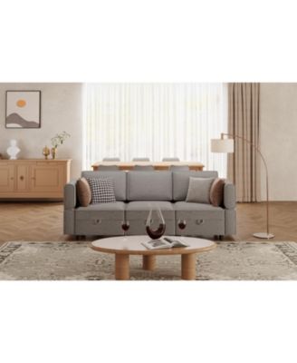 Convertible Sectional Sofa with Reversible Chaise, Chenille Modular Couch with Storage