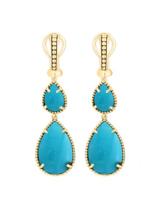 Turquoise Drop Earrings in Gold Over Sterling Silver
