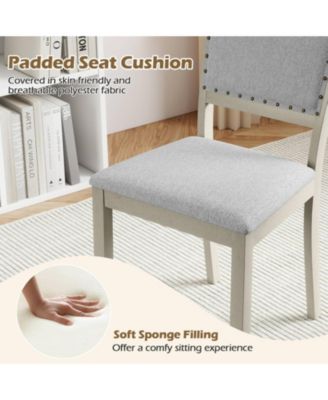 Set of 2 Farmhouse Fabric Upholstered Dining Chairs with Nailhead Trim