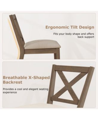 Set of 2 Modern Farmhouse Dining Chairs with Upholstered Linen Seat and X-Back