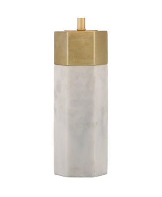 Modern Table Lamps 21" High Set of 2 Hexagonal Faux Marble and Gold Drum Shade for Living Room Family Bedroom Office