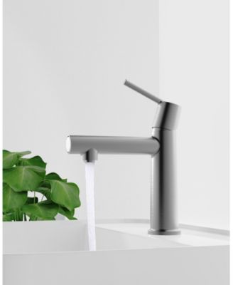 Gun Gray Single Handle Bathroom Sink Faucet, 1/3-Hole Deck Mount, 2-Way Fountain and Flow Mode, with 9/16" Hoses