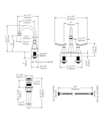 2-Handle 4-Inch Matte Bathroom Faucet, Bathroom Vanity Sink Faucets with Pop-up Drain and Supply Hoses