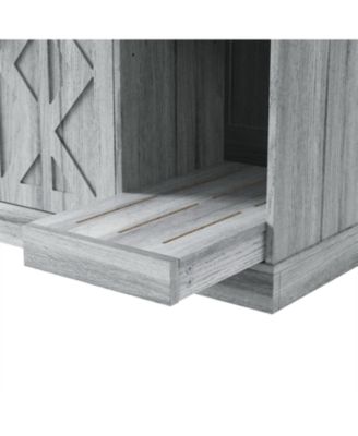 Cat Litter Box Cabinet with Power Outlet Hidden Modern Furniture for Large Automatic Litter Boxes with Litter Catcher