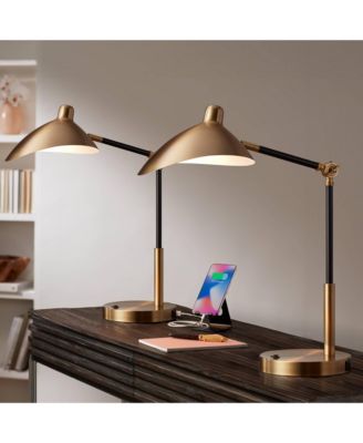 Colborne 28" Tall Mid Century Modern Desk Lamps Set of 2 USB Port Adjustable LED