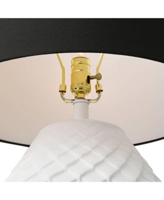 Simon 27" Tall Modern 3-Way Table Lamp Textured Geometric Pattern Finish Living Room Bedroom