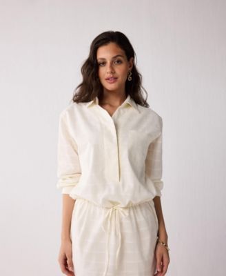 Women's Oversized Shirt Dress with Drawstring